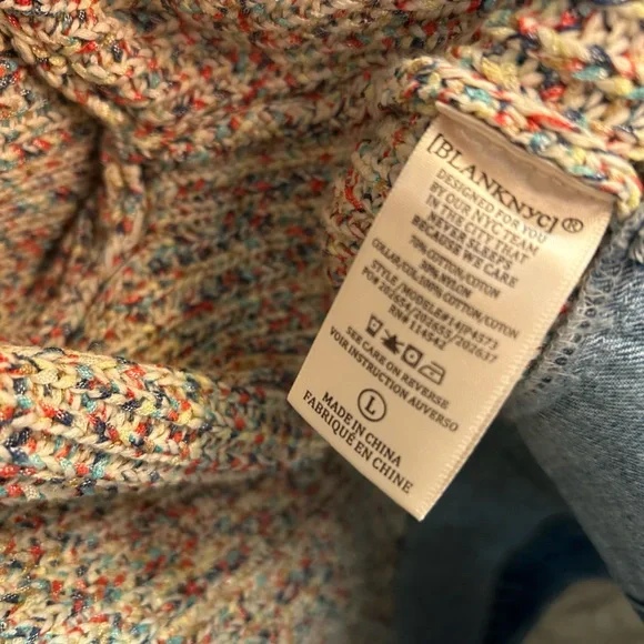 Blank NYC Colorful Knit and Denim Jean Jacket - Picture 3 of 4